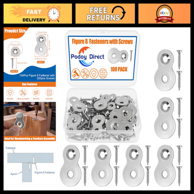 Heavy Duty Table Top Fasteners with Screws - 100 Pack, 12 Gauge Steel Clips, Wal