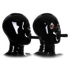 Latex Hood with Breathing Tube Full Cove Rubber Mask Open Nostrils Fetish Wear