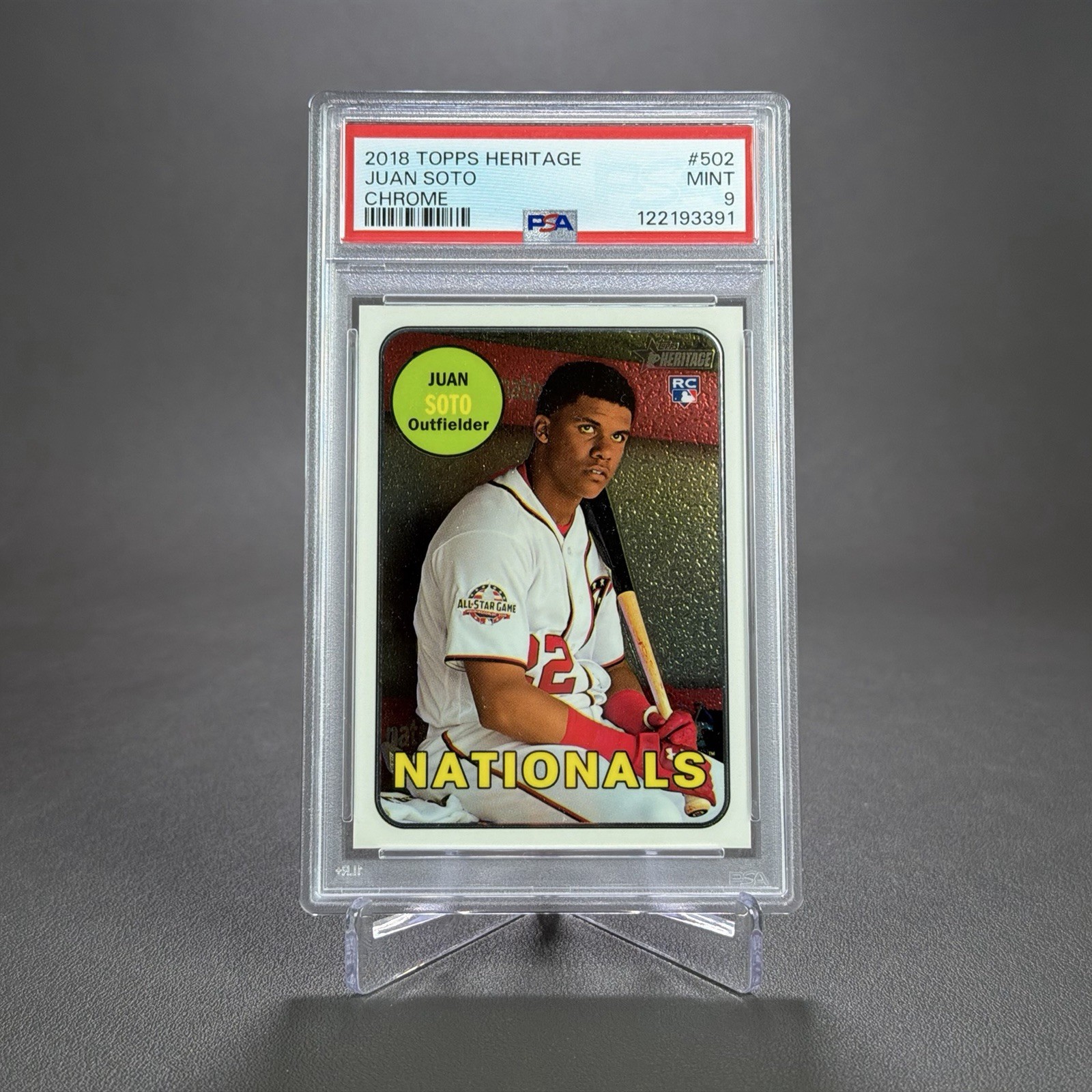 JUAN SOTO 2018 Topps Heritage Chrome RC #THC-502 RC /999 PSA 9