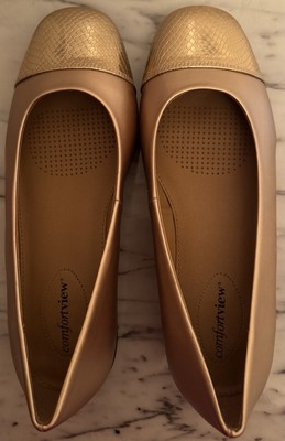 Comfortview, The Fay Gold/Metallic Slip On Flat Shoes, Size 8 1/2 WW