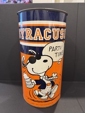 Vtg 1971 Peanuts Snoopy 19.5” Trash Can Syracuse University Dorm Frat Party Time