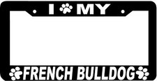 Marco de matrícula con estampado de patas de perro bulldog francés