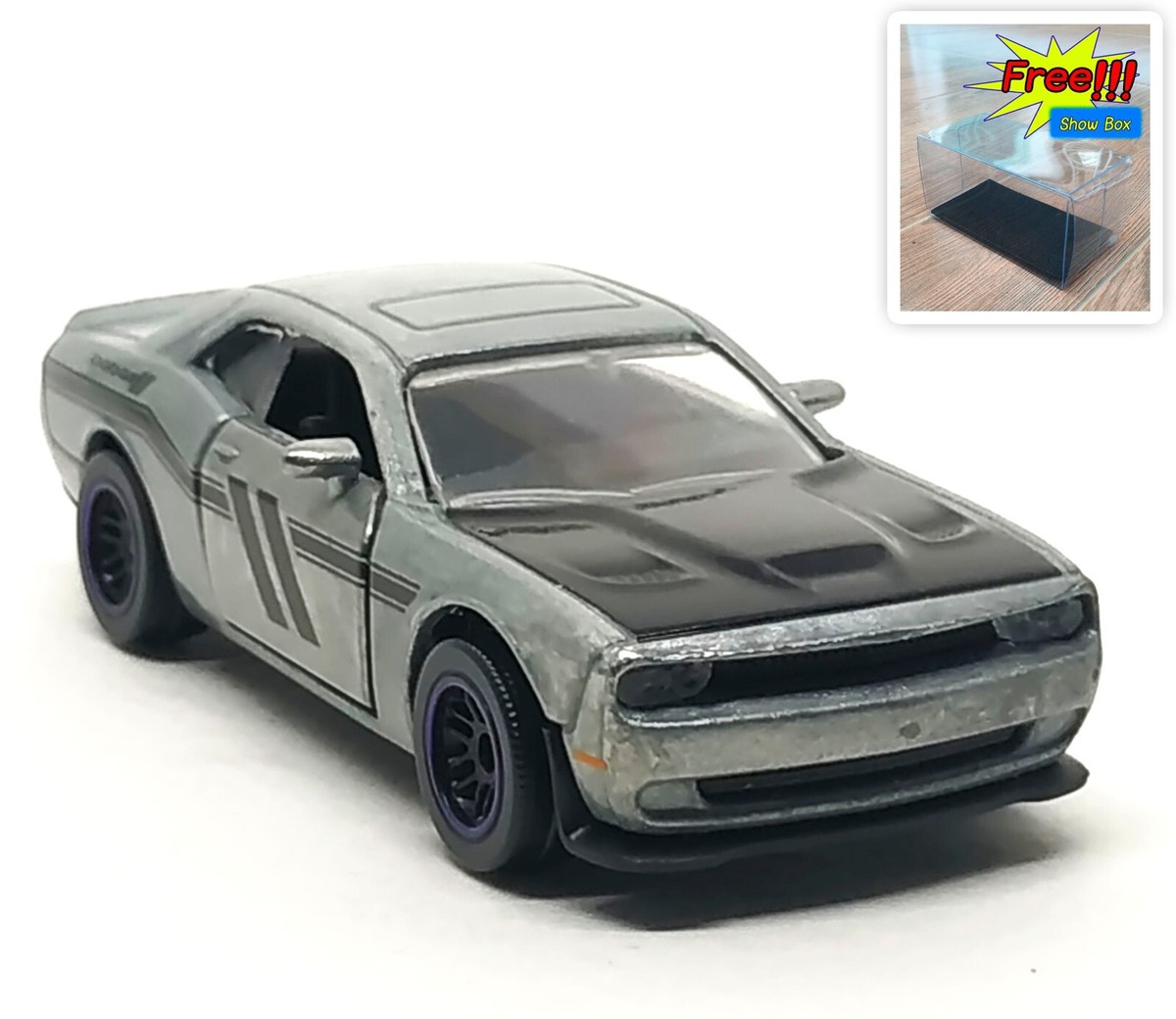 Majorette Dodge Challenger SRT Hellcat Silver Zamak 1:66 238C no