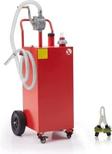 40 Gal Fuel Caddy Portable Gas Storage Tank with Manual Transfer Pump 8ft Hose