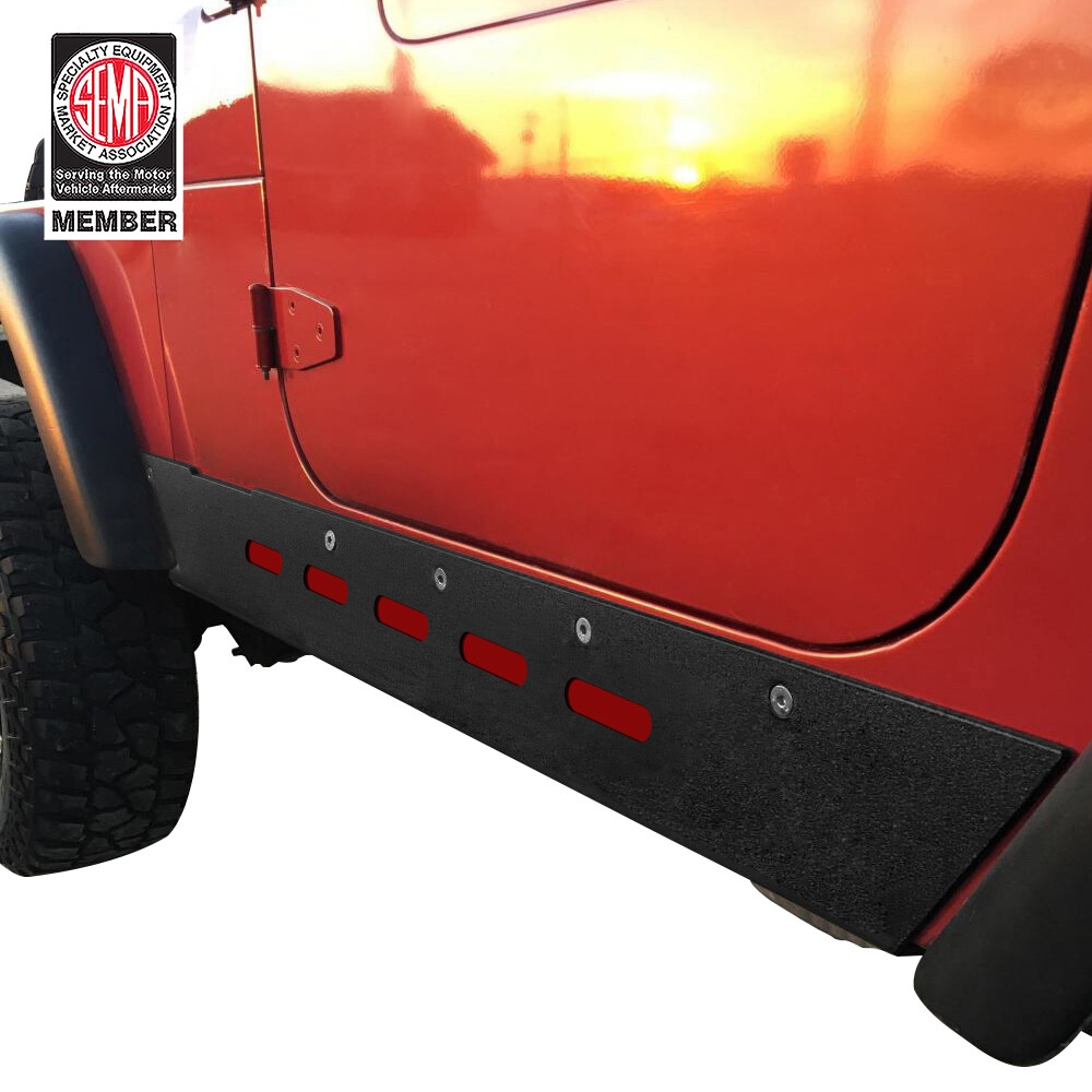 Pair Rock Sliders Panel Guards Body Armor Plate For Jeep Wrangler TJ