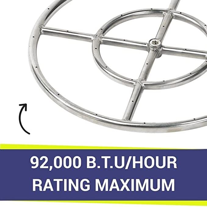 American Fireglass FSFGPR18, 18'' Fire Ring Burner 145K BTU, Comes with Plug