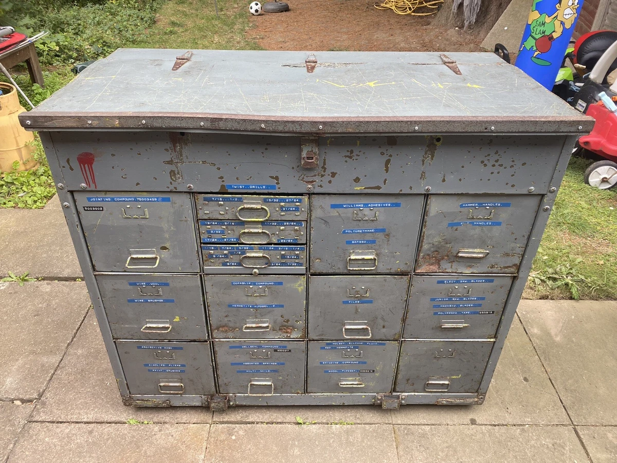 vintage industrial metal cabinet