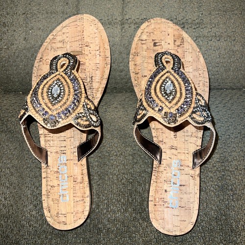 NIB BEAUTIFuL Chicos Embellished Cork Sandals Size 8 - Picture 11 of 12