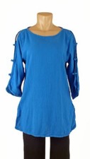 NEW WITH TAGS Chic Open Sleeve Cotton Tunic in Royal Blue XSmall SALE