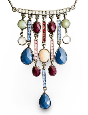 Lia Sophia Peacock Multi-color Cut Crystals & Resin Beads Necklace