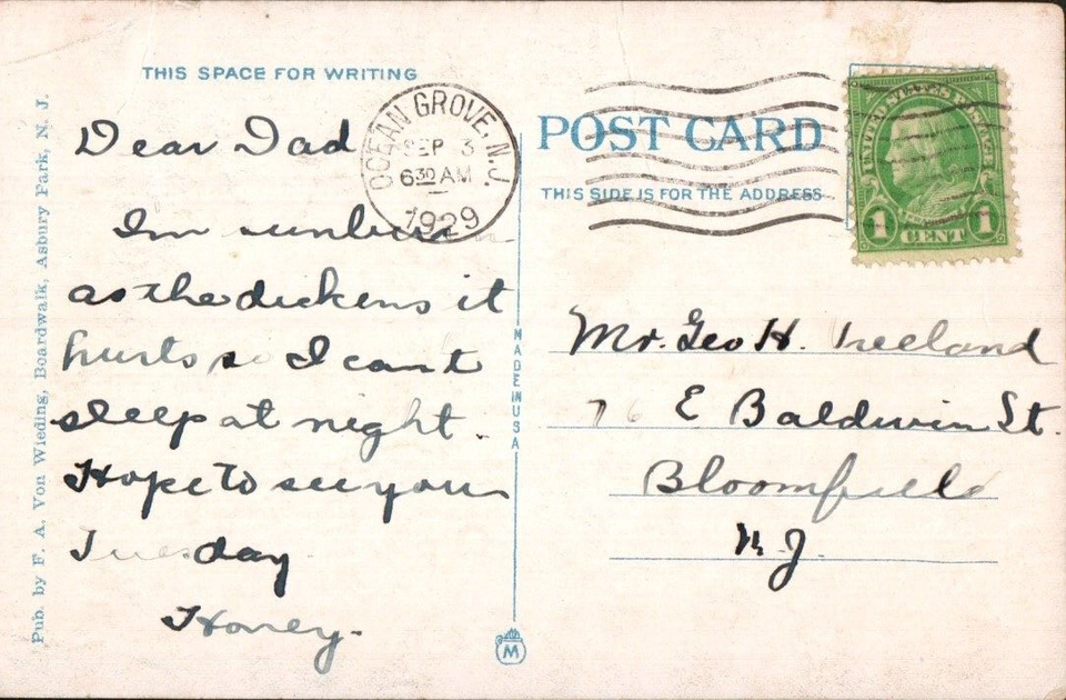 Postcard NJ The New Montery Hotel Asbury Park New Jersey Postmarked ...