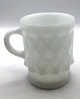 Vintage Anchor Fire King Kimberly Milk Glass Coffee Mug Diamond  White Cup