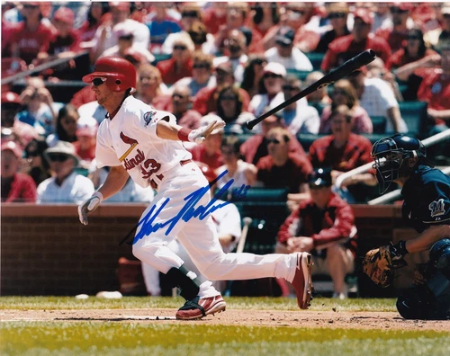 SHANE ROBINSON   ST. LOUIS CARDINALS  ACTION SIGNED 8x10