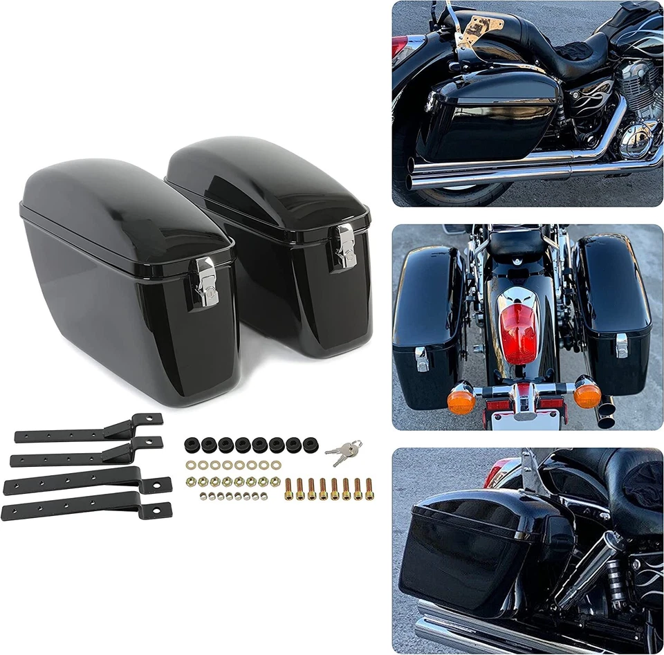 Para Honda Fury Shadow Motocicleta Maletero Duro Sillín Bolsa Equipaje Crucero Negro NUEVO Foto 4 de 4