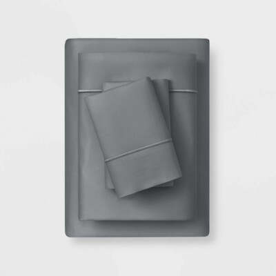 NWT 6pc 1000 Thread Count Solid Sheet Set - Threshold Signature - Queen Gray