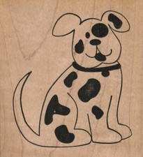 Spotted Dog 3 1/4 x 3 1/2" Rubber Stamp, Dog Stamp, Dog Lover Stamp