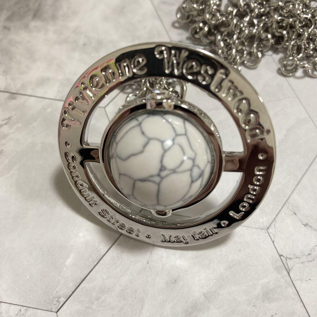 Vivienne Westwood Necklace Small Orb HOWLITE Silver w/drawstring