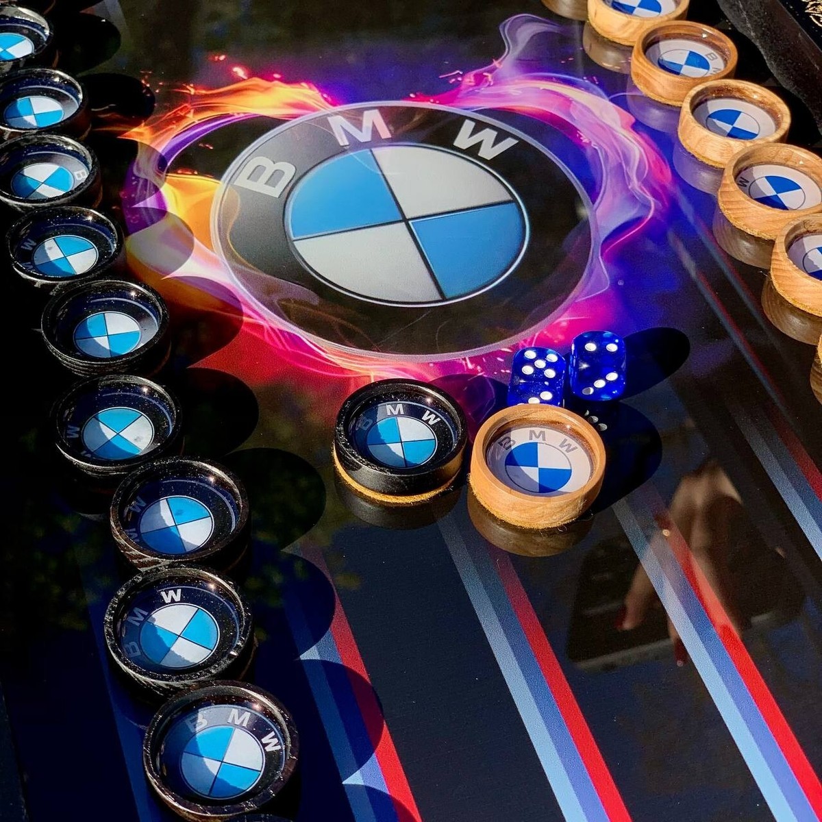 Grand Jeu De Backgammon Gross Meister - Verre Et Bois - Thème BMW Vs Mercedes - Neuf