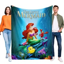 Image of The Little Mermaid Blanket Soft Flannel Warmed Throw for Bed Kids Birthday Gift