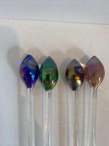 4 Glas Cocktail Seizzle Sticks einzigartige geformte Träne Tropfen Weihnachtslicht - Bild 2 von 5