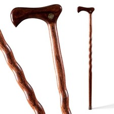 Brazos Handcrafted Wood Walking Cane Twisted Oak Traditional Style Handle for