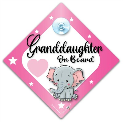 Enkelin an Bord Schild rosa Elefant Schild, Baby Elefant an Bord Autoschild