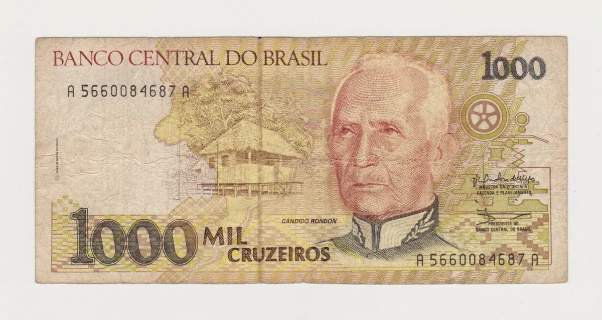 BRAZIL 20 CRUZEIROS 1963 P168b BRASIL REPUBLICA SHARP 3833# BANKNOTE MONEY