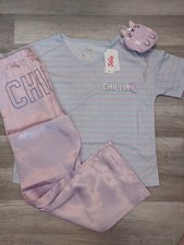 NWT Justice Girls Chillin Cat Pajama Set with Packable Bag Size 8 A13 