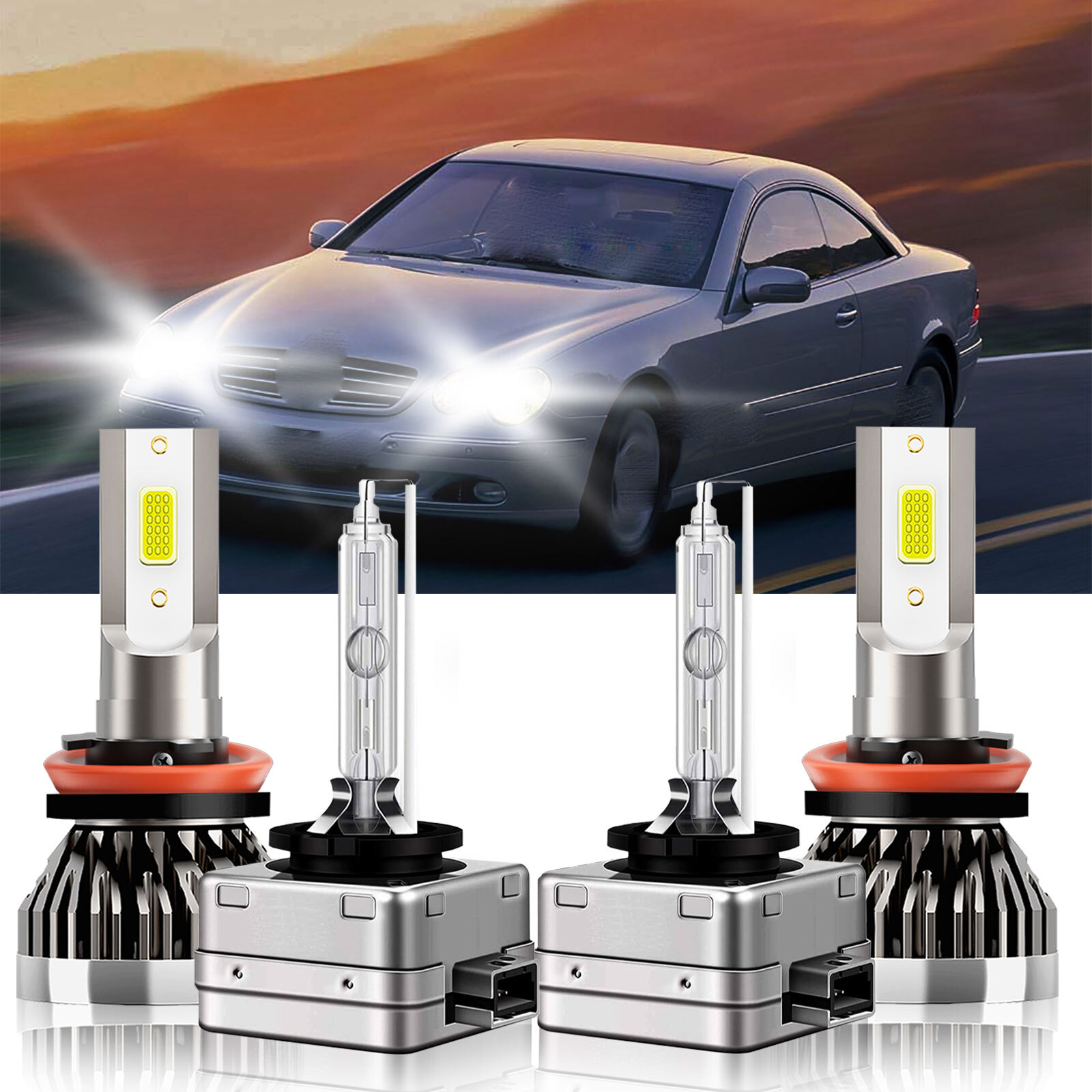 For Mercedes-Benz CL600 2011-2014 LED HID Headlight H11+D1S High Low Beam Bulbs
