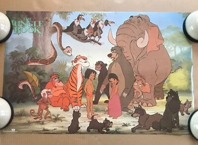 Vintage Original 1960s 1970s The Jungle Book Movie Poster Walt Disney Animals