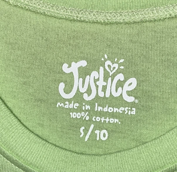Girls Sz 10 Justice Lime Green Peace Sign Short Sleeve Shirt - Image 2 of 3