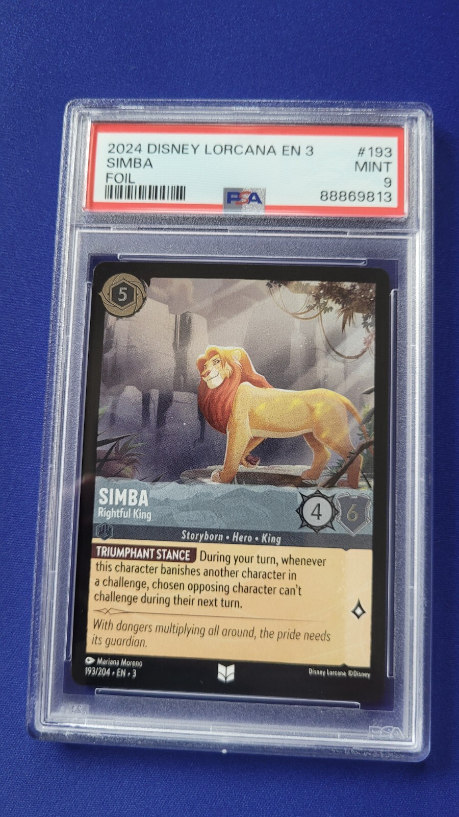 2023 Disney Lorcana Simba Rightful Heir Foil 190/204 PSA 9 Mint