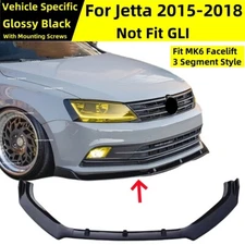FOR 2015-2018 VOLKSWAGEN VW JETTA MK6.5 FRONT BUMPER LIP SPLITTER KITS GLOSS BLK