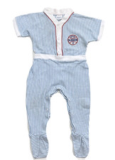 VINTAGE KAPART BABY GRO FOOTED 1PC PAJAMA, BLUE STRIPE LITTLE SLUGGER, 21-30 LBS
