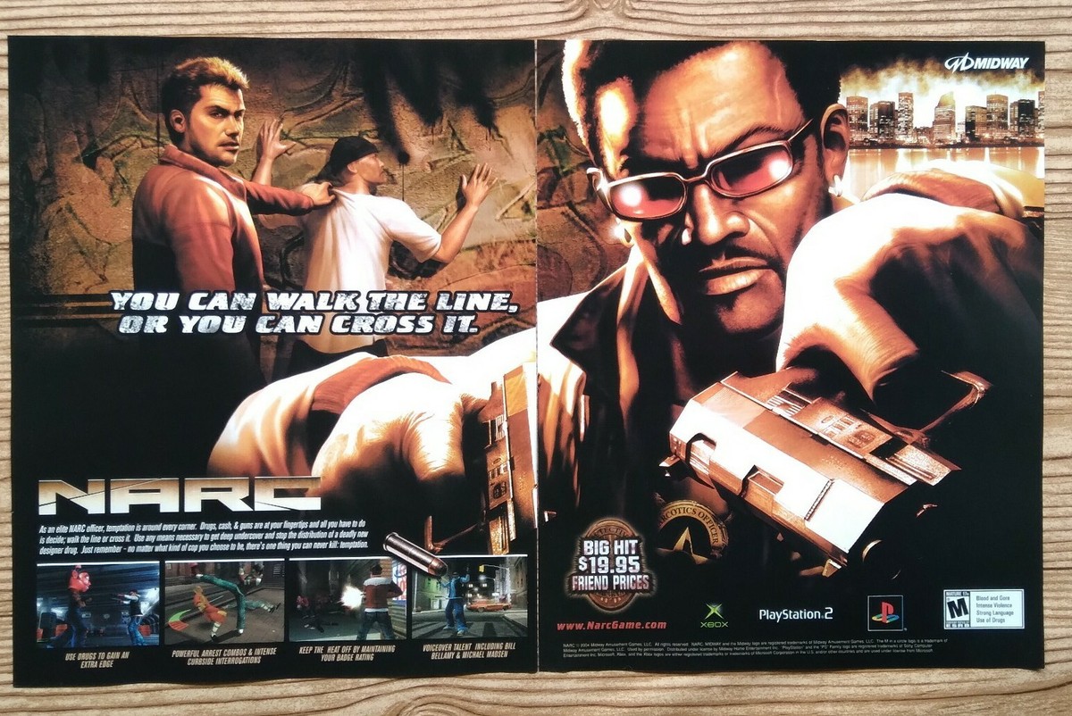 Narc Video Game Promo PS2 Playstation 2 Xbox 2005 Game Room Art