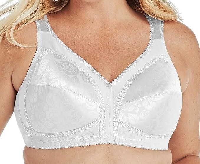 Playtex #4693 All Natural White Bra  No Wires/Padding -Satin Cups - 44D PREOWNED