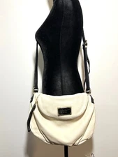Marc by Marc Jacobs Ivory/Black Natasha Classic Q Zip Flap Crossbody Purse Bag