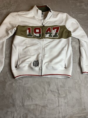 Lifted Research Group LRG Full Zip Jacket White 1947 Logo Y2K Size XL (READ)