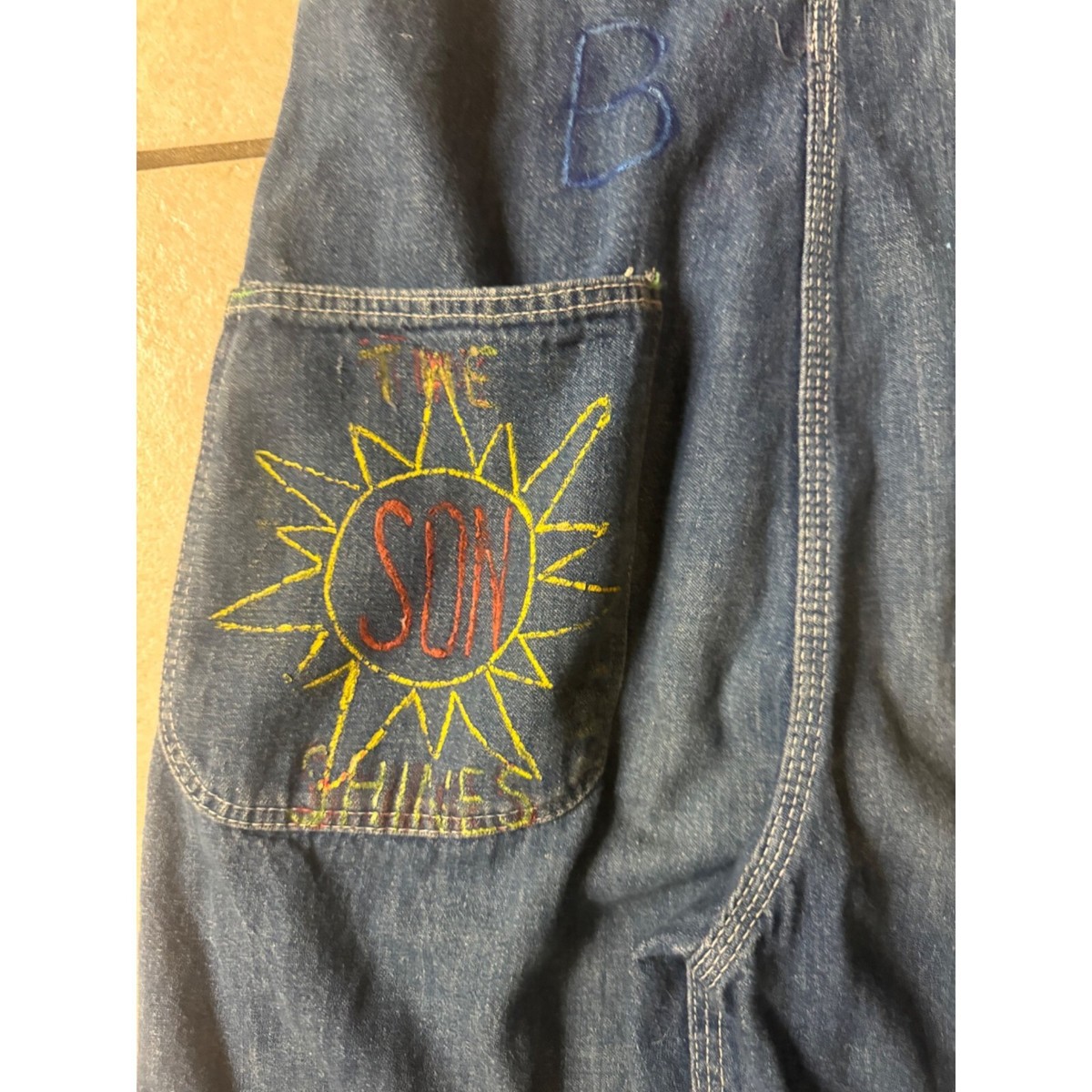 Vintage Sanforized Denim Button Overalls Work Wear Jeans