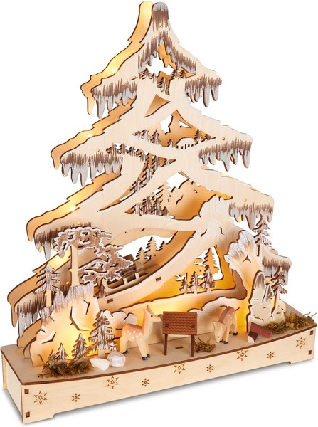 Lichterbogen Led Weihnachten Schwibbogen Holz Tannenbaum 34 X 28 X 9 Cm-image