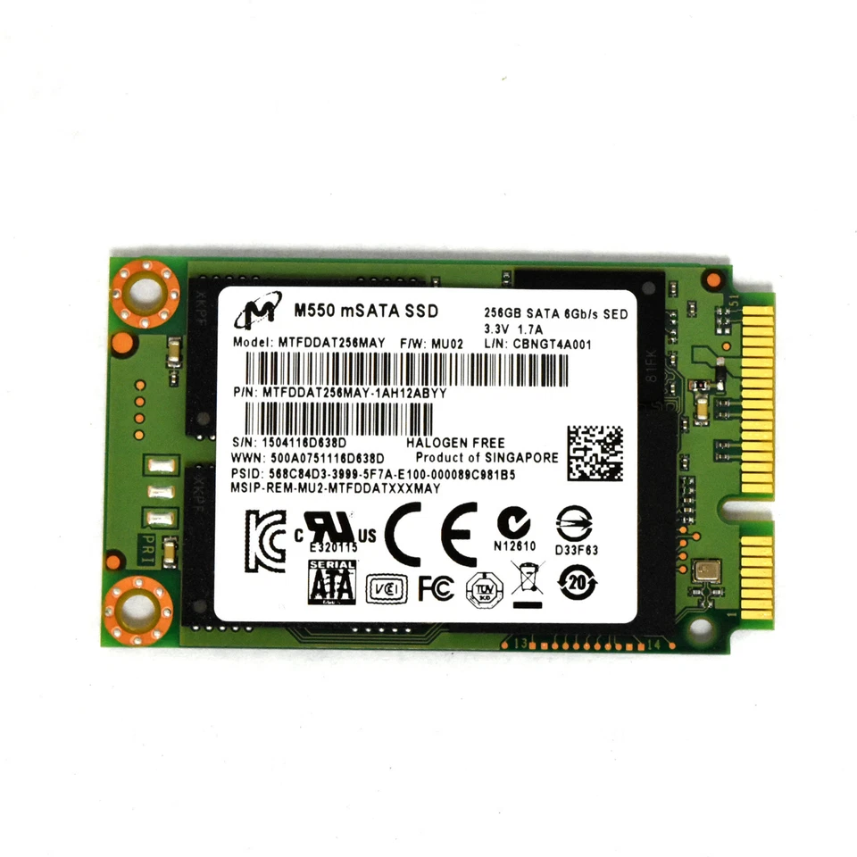 Micron M550 MTFDDAT256MAY 256GB SATA III mSATA Internal SSD Drive NEW w/warranty - Image 3 of 4