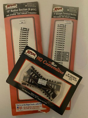 Atlas Railroad HO Customline Snap Track Straight Terminal Radius Section 840 831