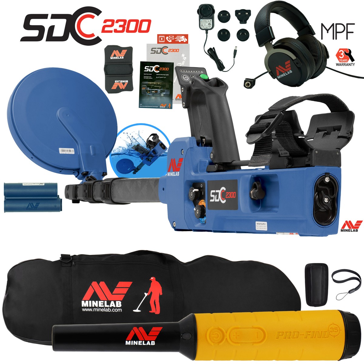 Minelab SDC 2300 Metal Detector w/ Pro Find 35 Pinpointer & Carry
