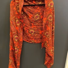 Elegant Red Paisley Wrap and Scarf | Bohemian Shawl