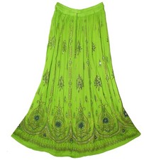 Plus Size 3X/4X/5X/6X Indian Ethnic Sequin Maxi Floral Skirt For Women Boho