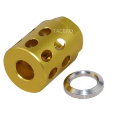 Gold Anodized Aluminum 1/2x28 TPI Compact Muzzle Brake for 9MM