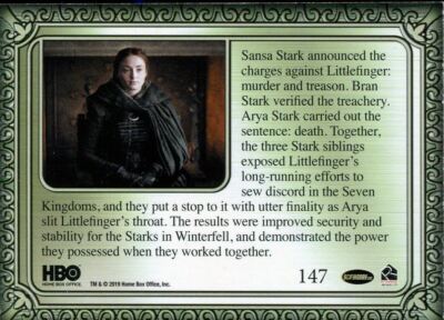 Game Of Thrones Inflexions Base Card #147 Stark Siblings Execute Littlefinger