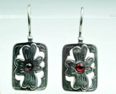 Feine modische Sterling Silber Ohrringe - roter Rubin Edelstein! Geschenk Schmuck & Liebe