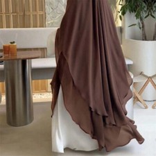 Two Layers Women Kaftan Muslim Abaya Large Khimar Hijab Niqab Burqa Tops Dress