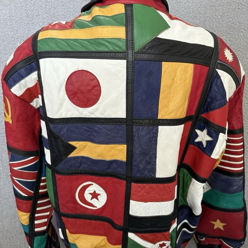 Vintage Le Piel SM Lederjacke All Over Patchwork International Flaggen Olympia - Bild 6 von 12